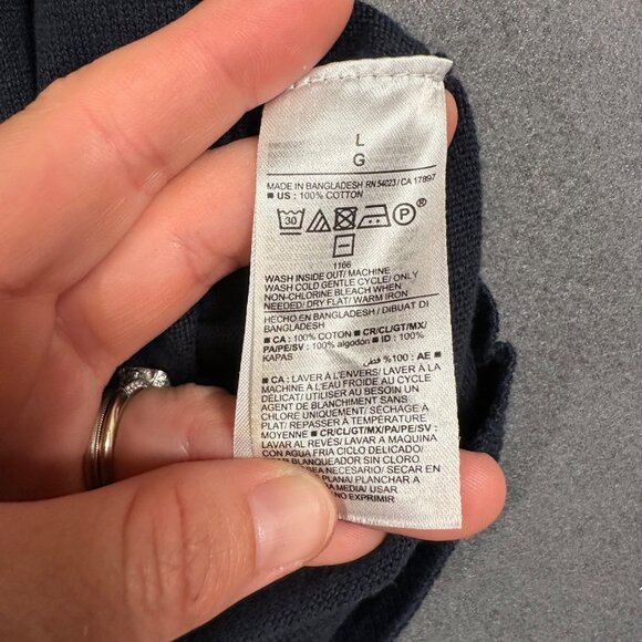 Old Navy Mens Large Navy Blue V-Neck Long Sleeve Cotton Thin Pullover Sweater - Picture 4 of 5